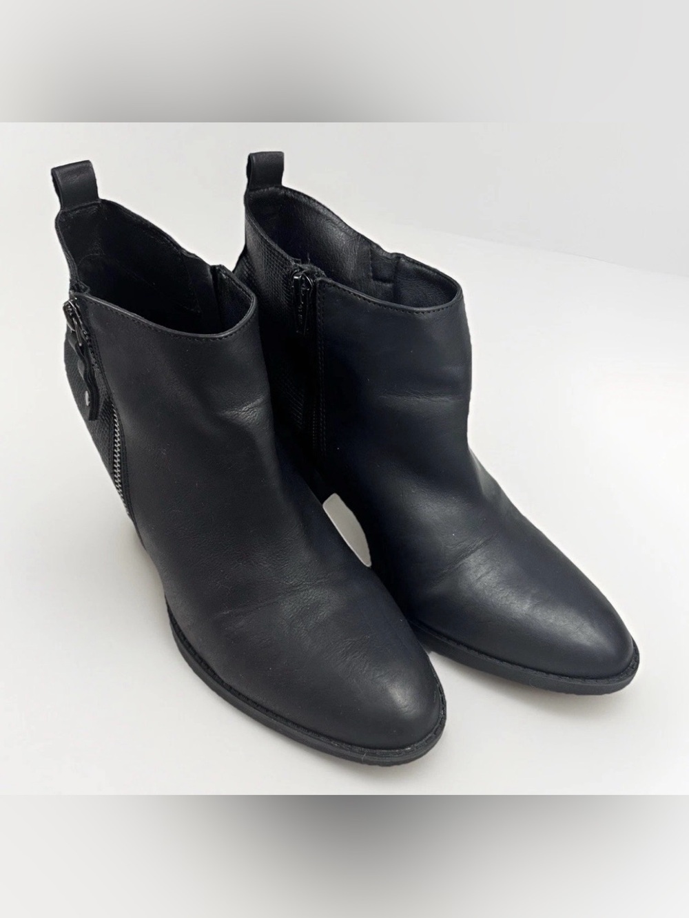 Universal Thread Ankle Boots Women 10 Black Double Zip Block Heel Moto Western